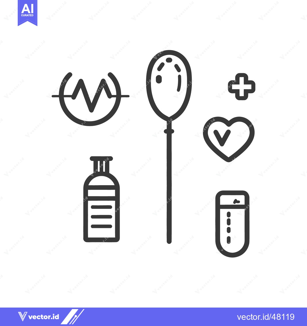Premium Vector of Black outlined medical symbols representing health and care concepts