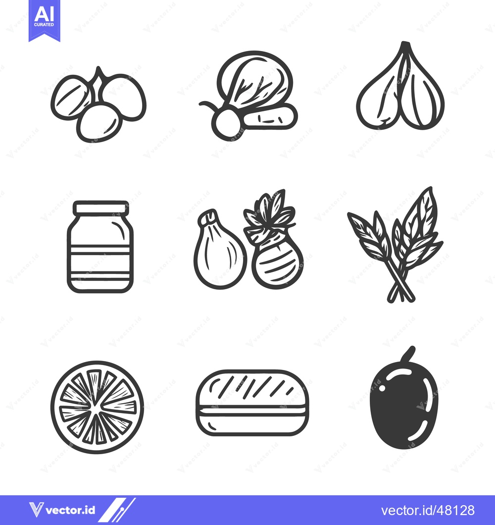 Premium Vector dari A simple illustration of different foods with various shapes