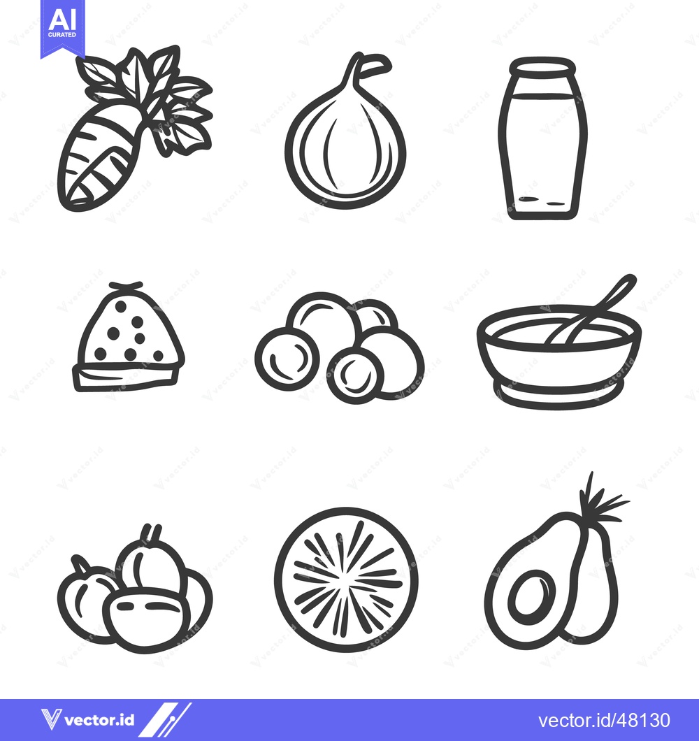 Premium Vector of Illustration of various vegetables and fruits in a simple style