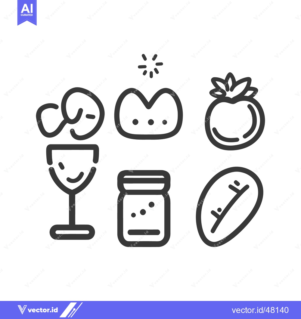 Premium Vector of Simple line art illustrations of various food and drink items
