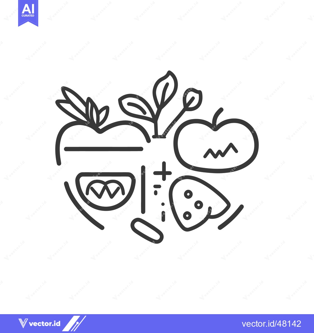 Premium Vector of A stylized illustration featuring various fruits and vegetables