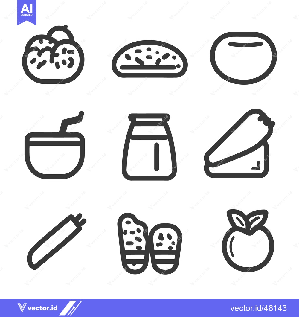 Premium Vector of Collection of illustrated food items with clean simple lines