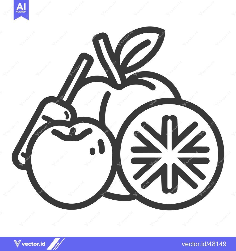 Premium Vector dari A line art illustration of several fruits and a twig
