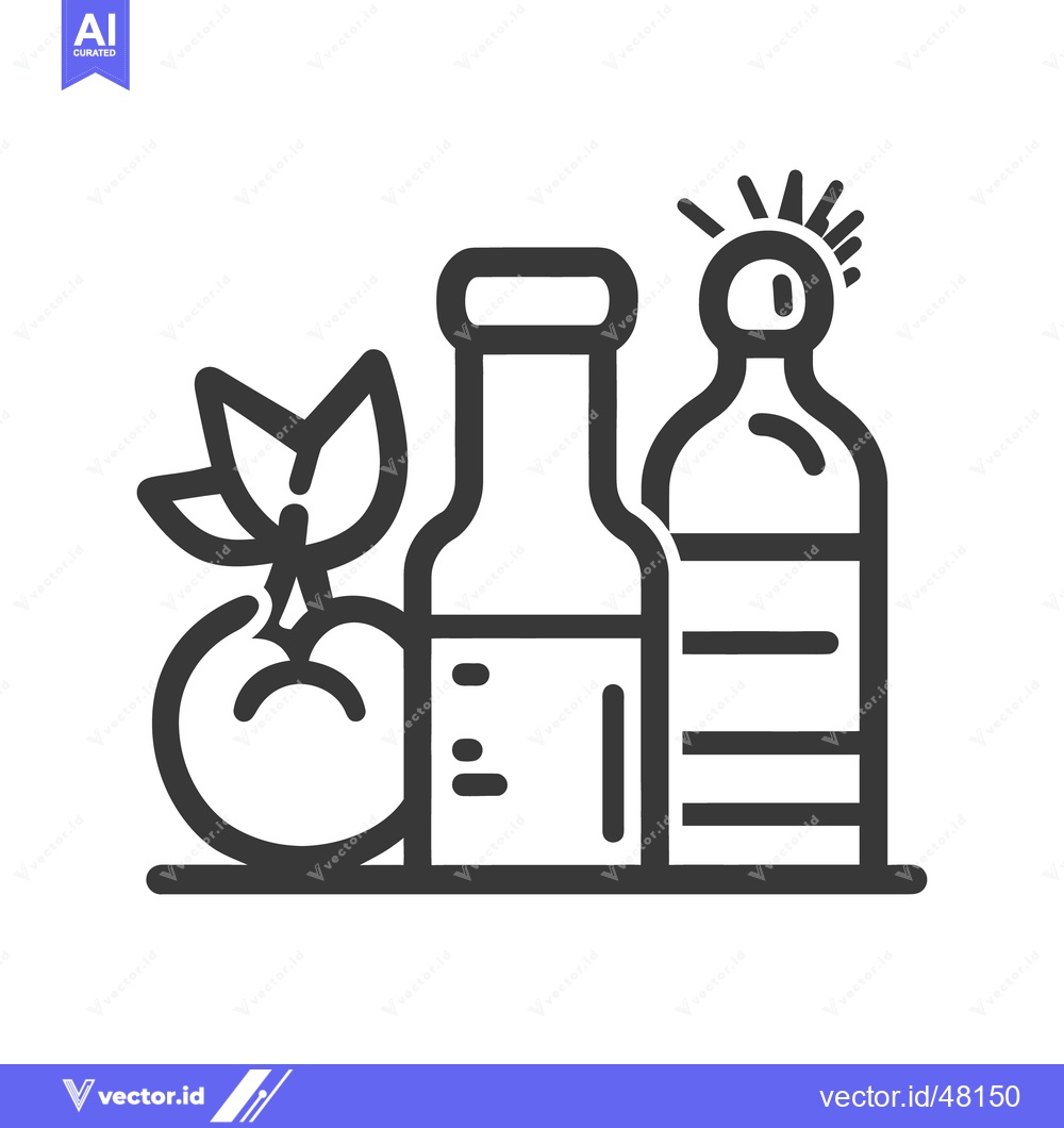 Premium Vector dari A simple line drawing depicting various food and drink items