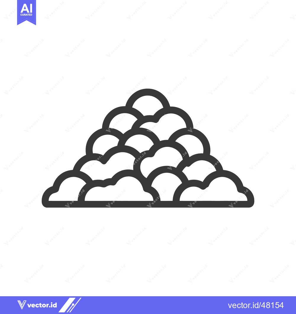 Premium Vector of Stylized Cloud Formation Icon, Dark Outline on White Background, Weath