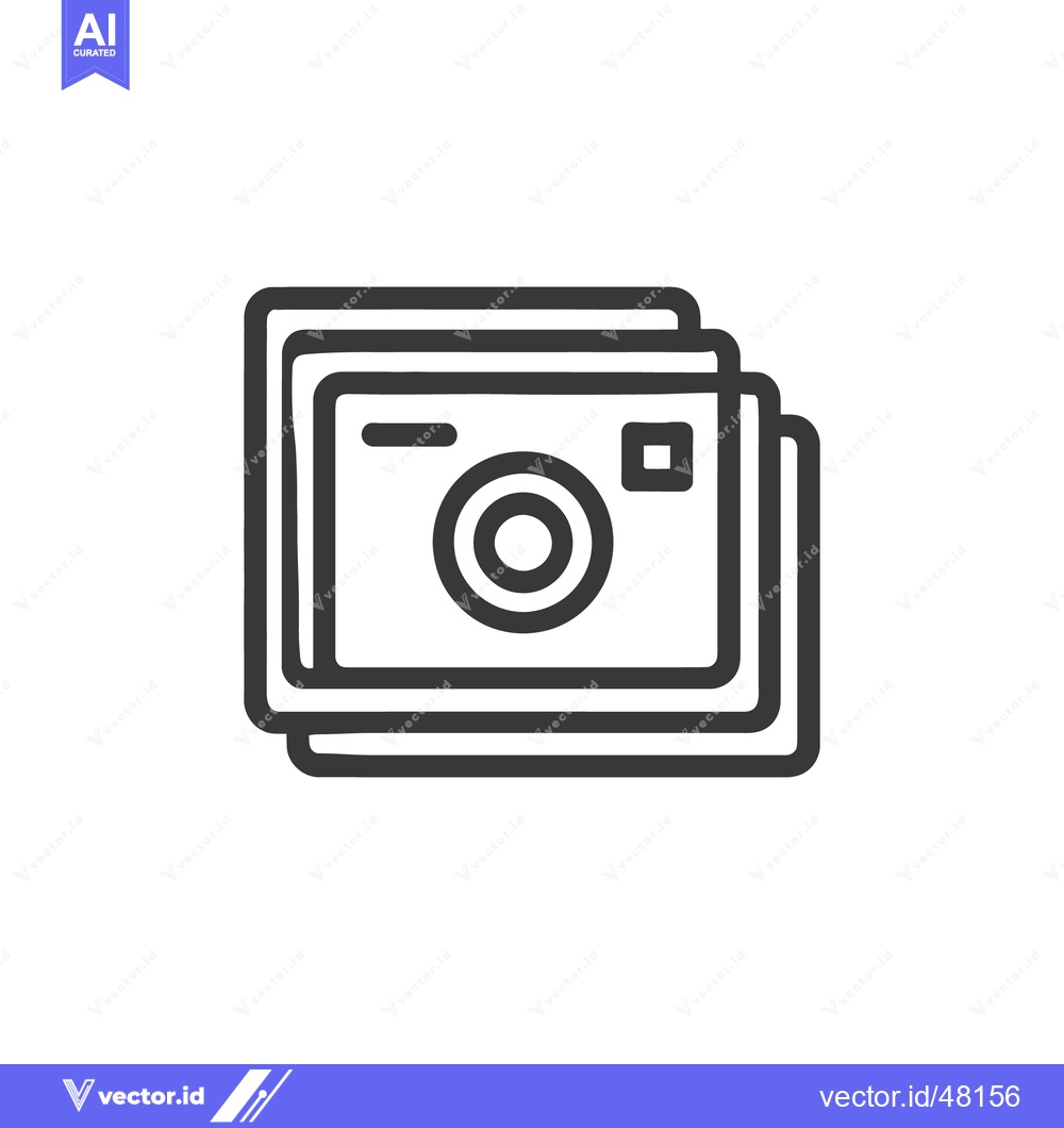 Premium Vector of Stacked Camera Icon: Minimalist Photography Symbol in Black and White