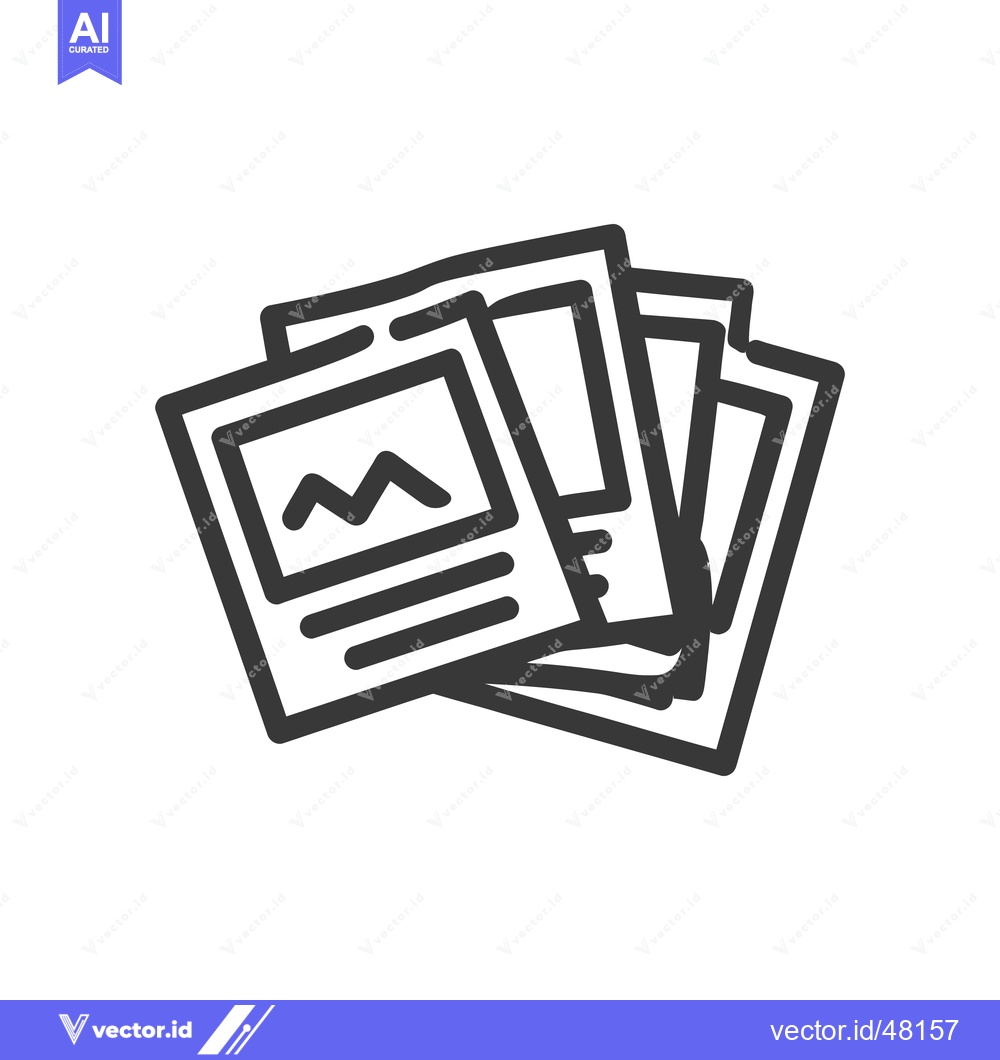 Premium Vector dari Stacked Photos Icon: Simple Line Art Image Collection