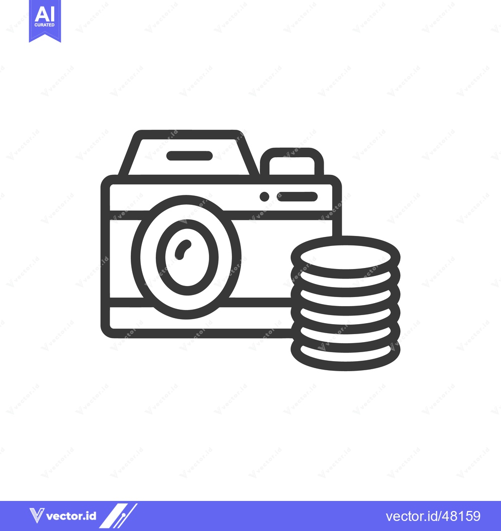 Premium Vector of Camera and Coins Icon: Photography Investment, Financial Growth, Minim