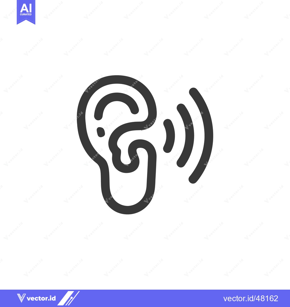 Premium Vector dari Minimalist Ear Icon with Sound Waves, Hearing Concept Design