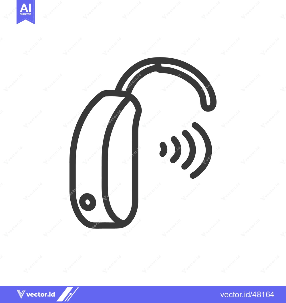 Premium Vector dari Hearing Aid Icon with Sound Waves, Medical Device Illustration