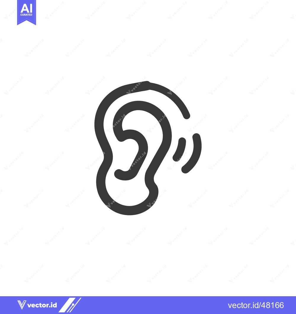 Premium Vector dari Stylized Ear Icon with Sound Waves, Hearing Concept