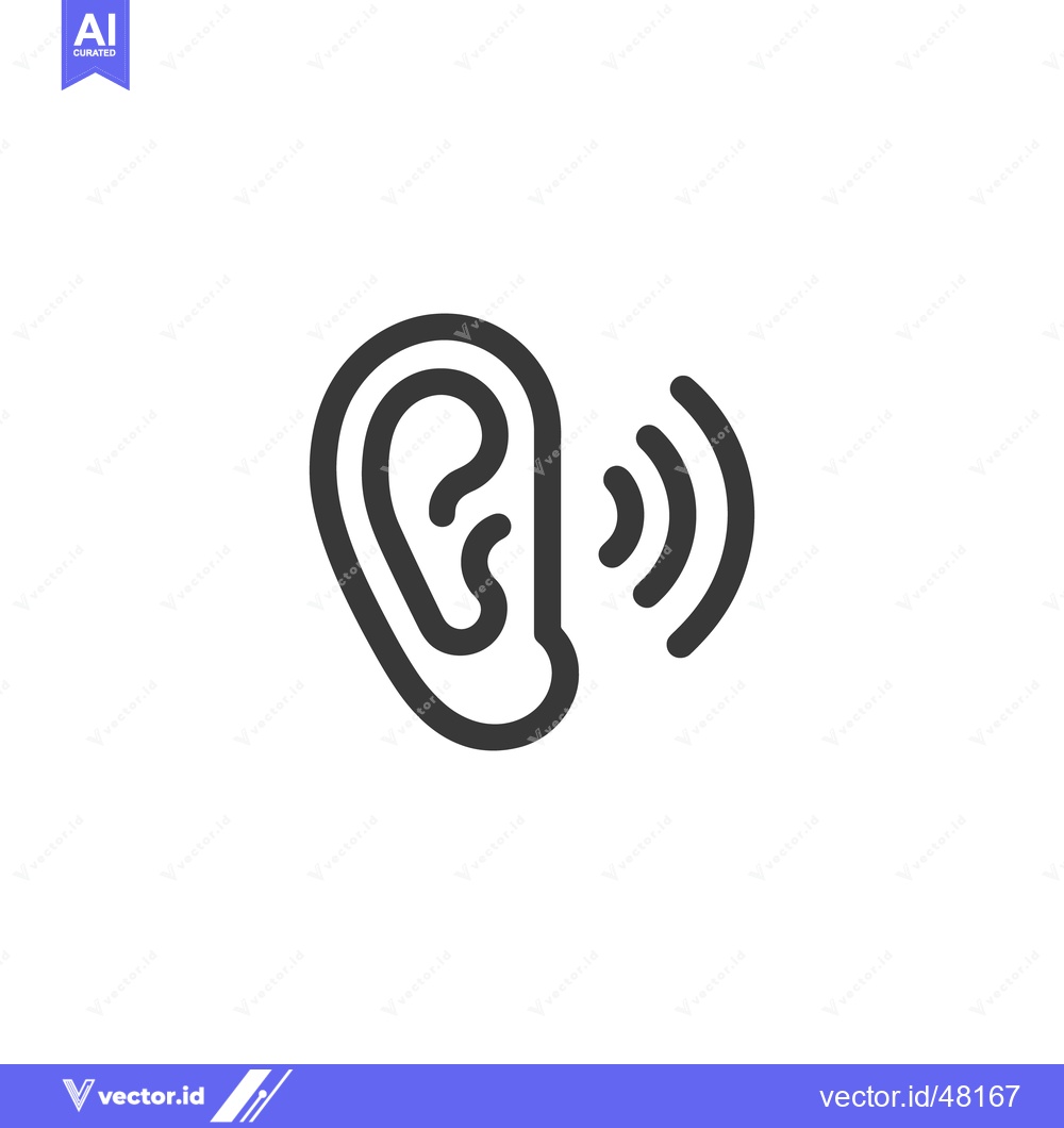 Premium Vector dari Minimalist Ear Icon with Sound Waves, Hearing Concept, Line Art