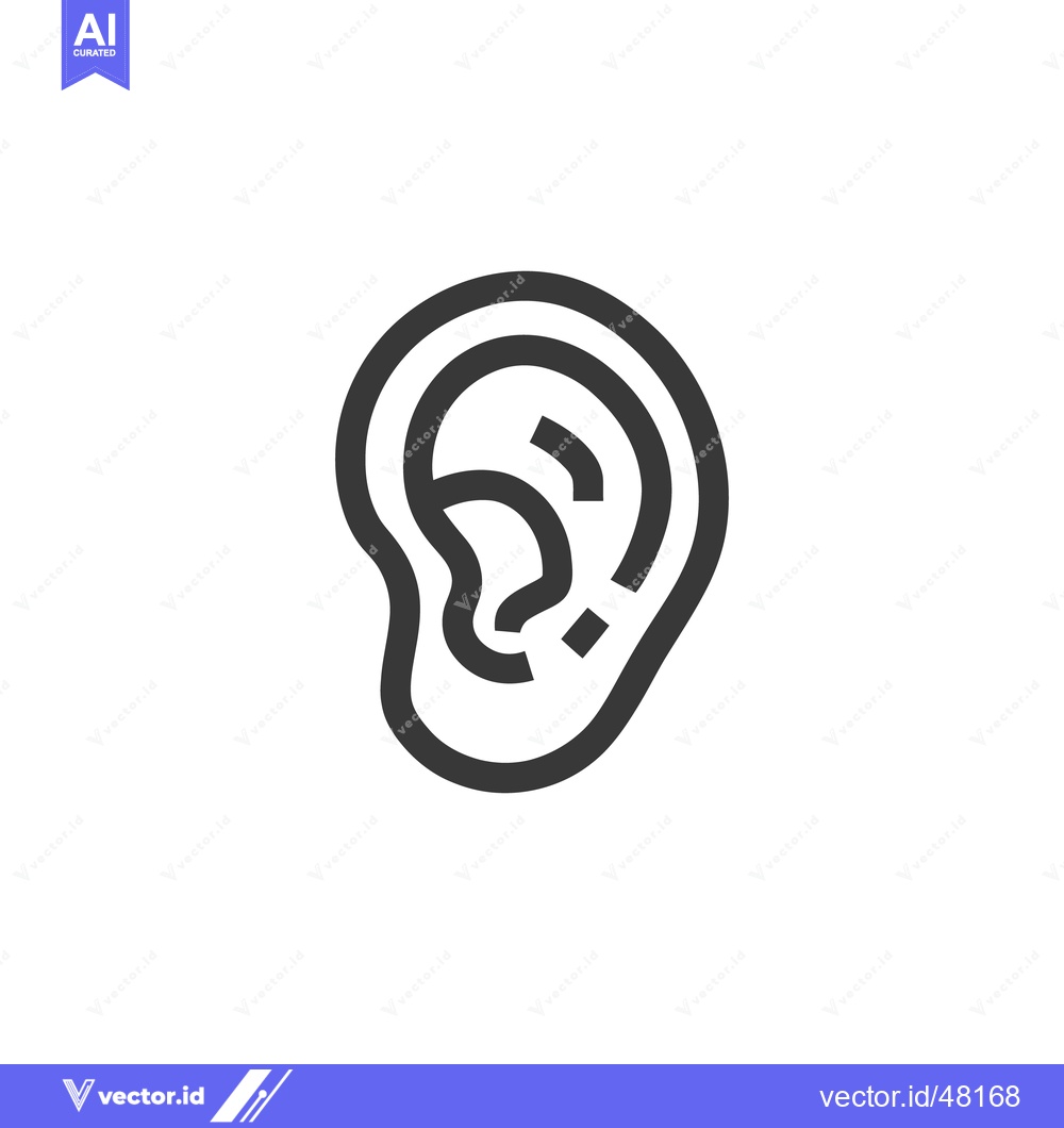 Premium Vector of Minimalist Ear Icon: Bold Outline, Anatomical Detail, Clean Design
