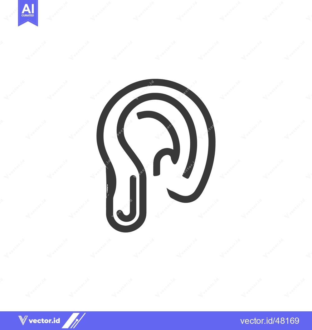 Premium Vector of Minimalist Ear Icon: Bold Outline, Anatomical Detail, Hearing Concept