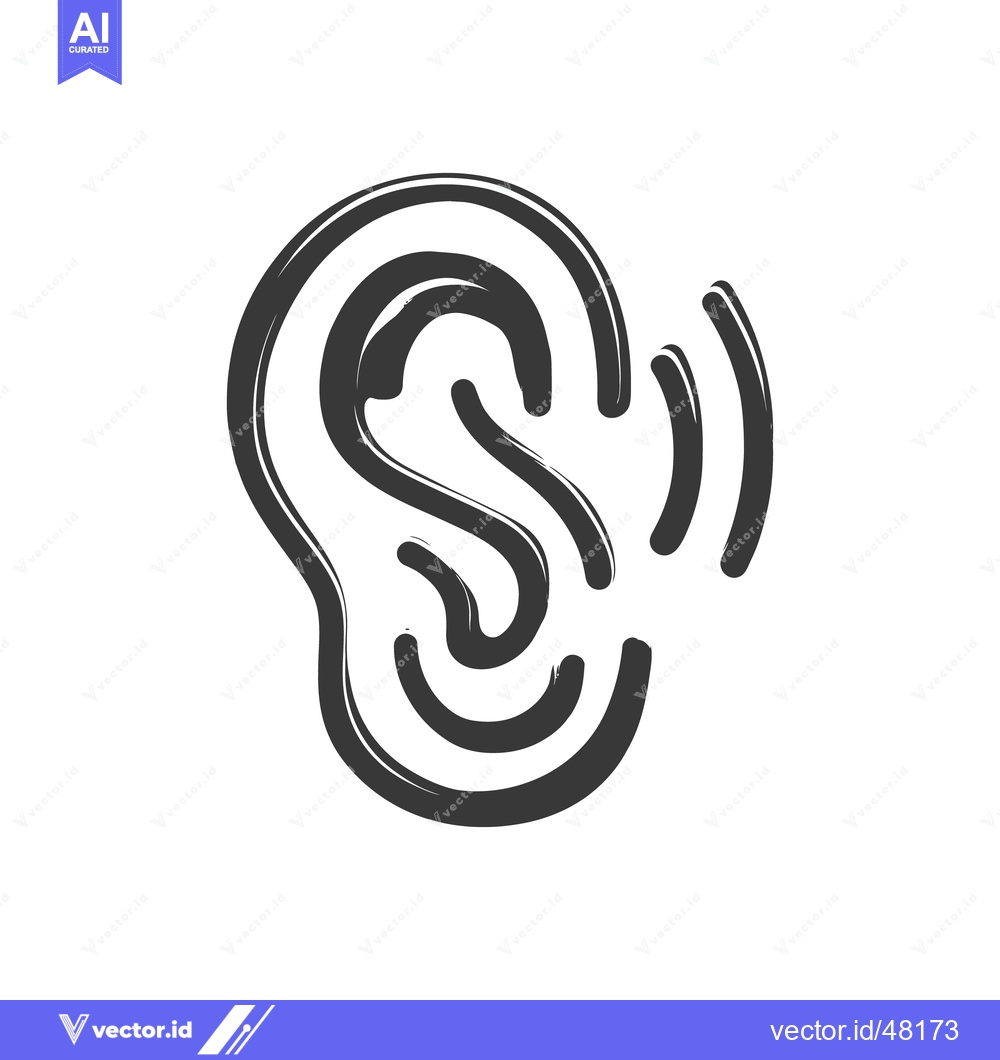 Premium Vector dari Stylized Ear Icon with Sound Waves, Hearing Concept, Minimalist Design
