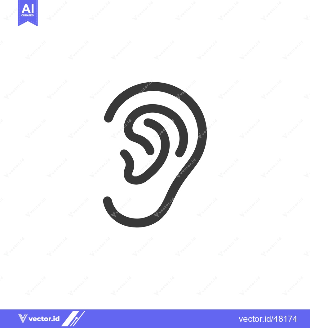 Premium Vector of Minimalist Ear Icon: Human Hearing Sense Organ Outline