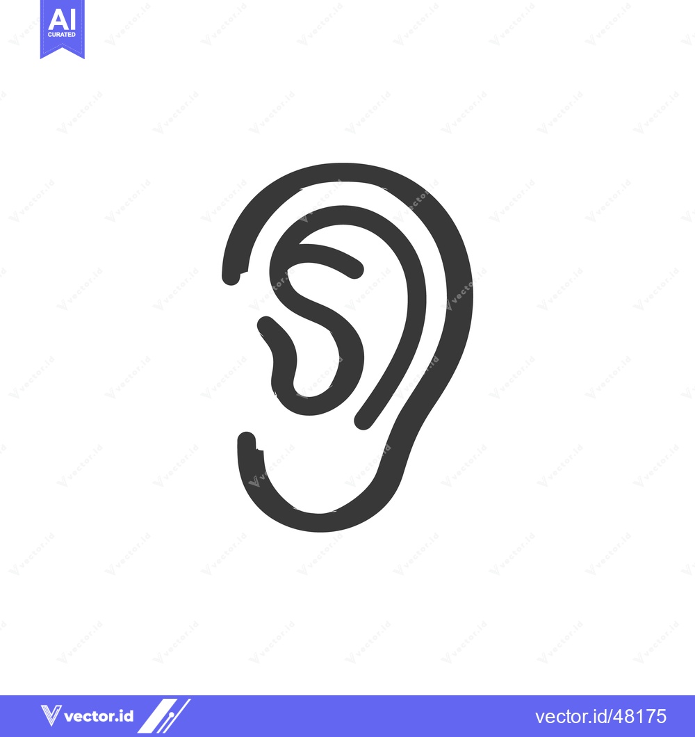 Premium Vector of Minimalist Ear Icon: Bold Outline, Anatomical Detail, Hearing Symbol