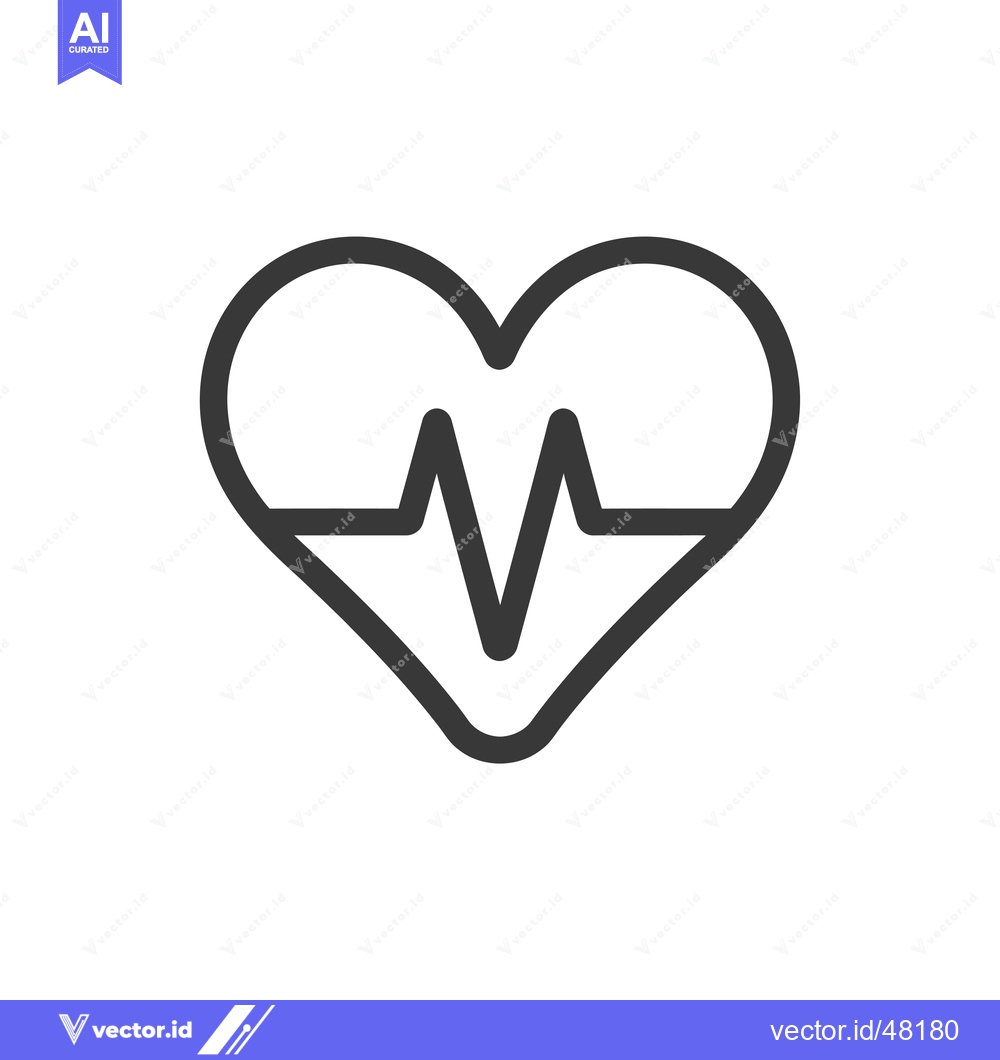 Premium Vector dari Heartbeat Icon with Heart Shape Outline