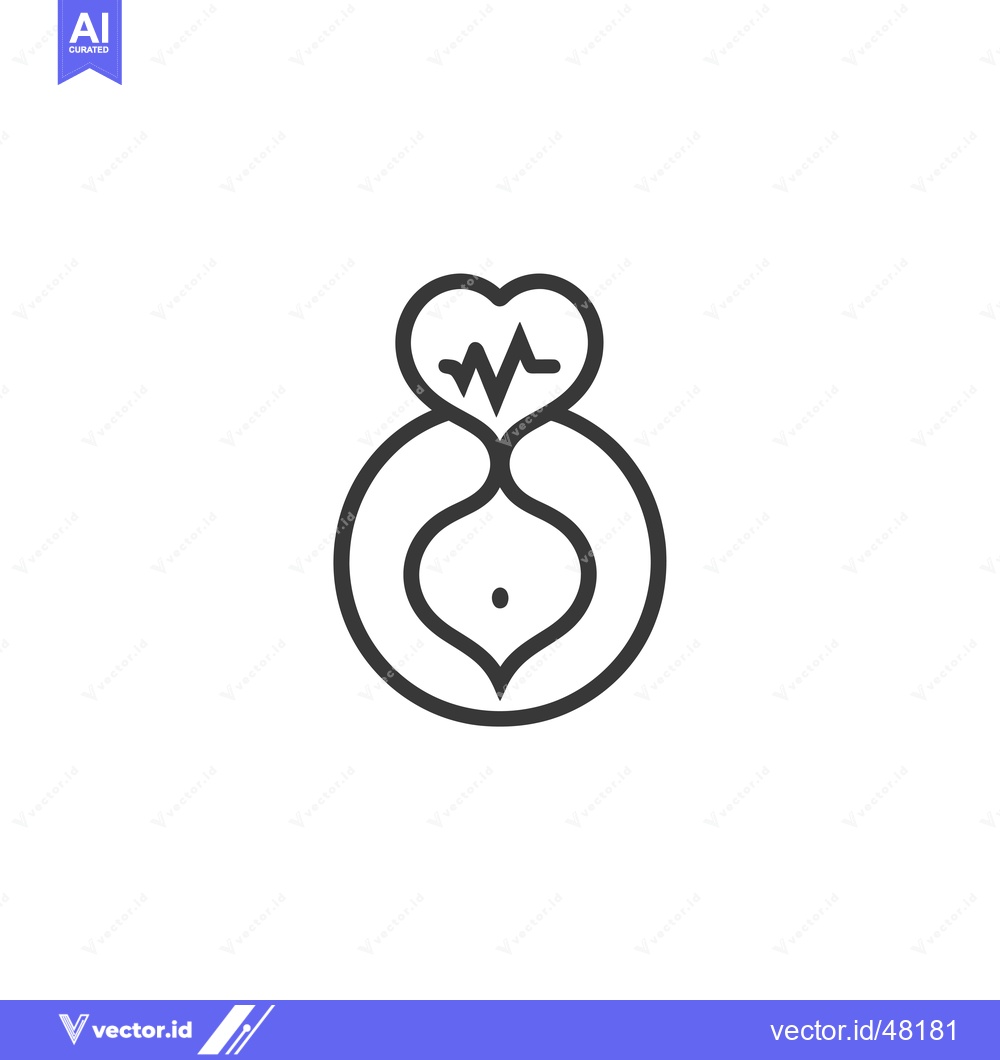 Premium Vector of Heartbeat Inside a Circle with a Pregnant Belly