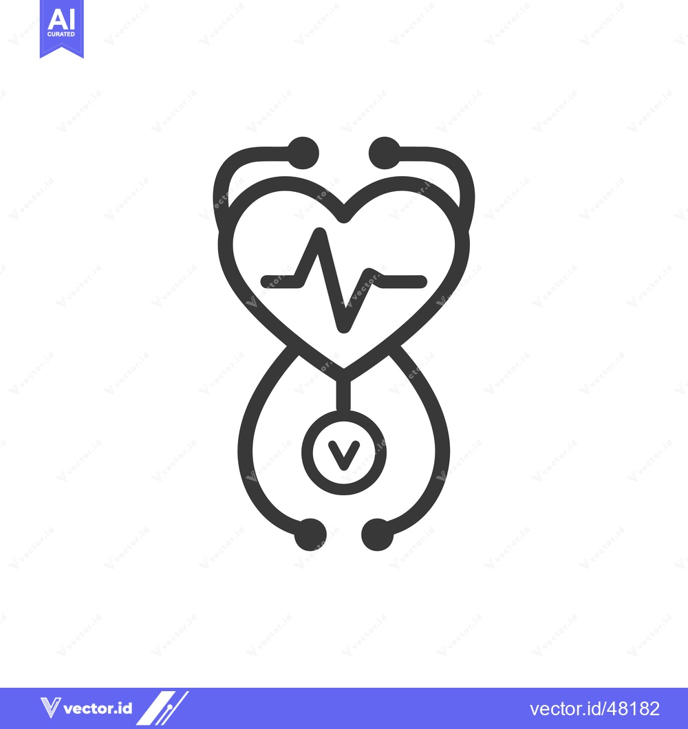 Premium Vector dari Heartbeat inside a stethoscope with a checkmark