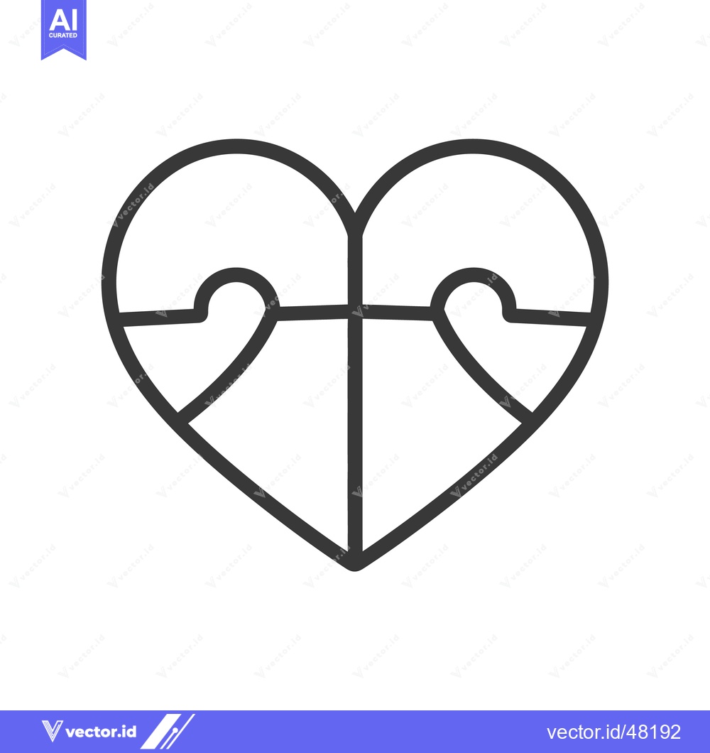 Premium Vector dari A black and white geometric outline design of a heart symbol
