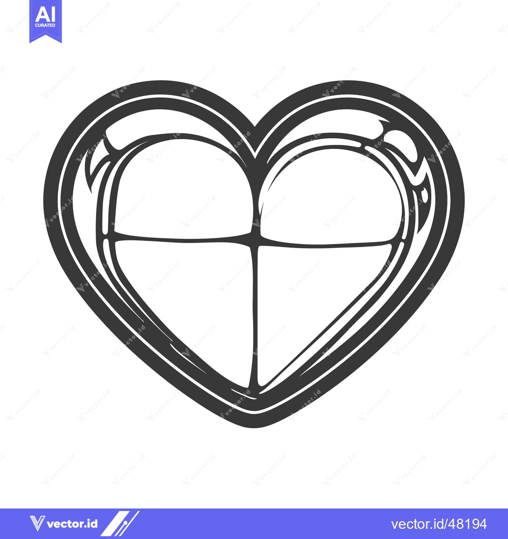 Premium Vector of An ornamental grayscale heart with a crosslike interior design