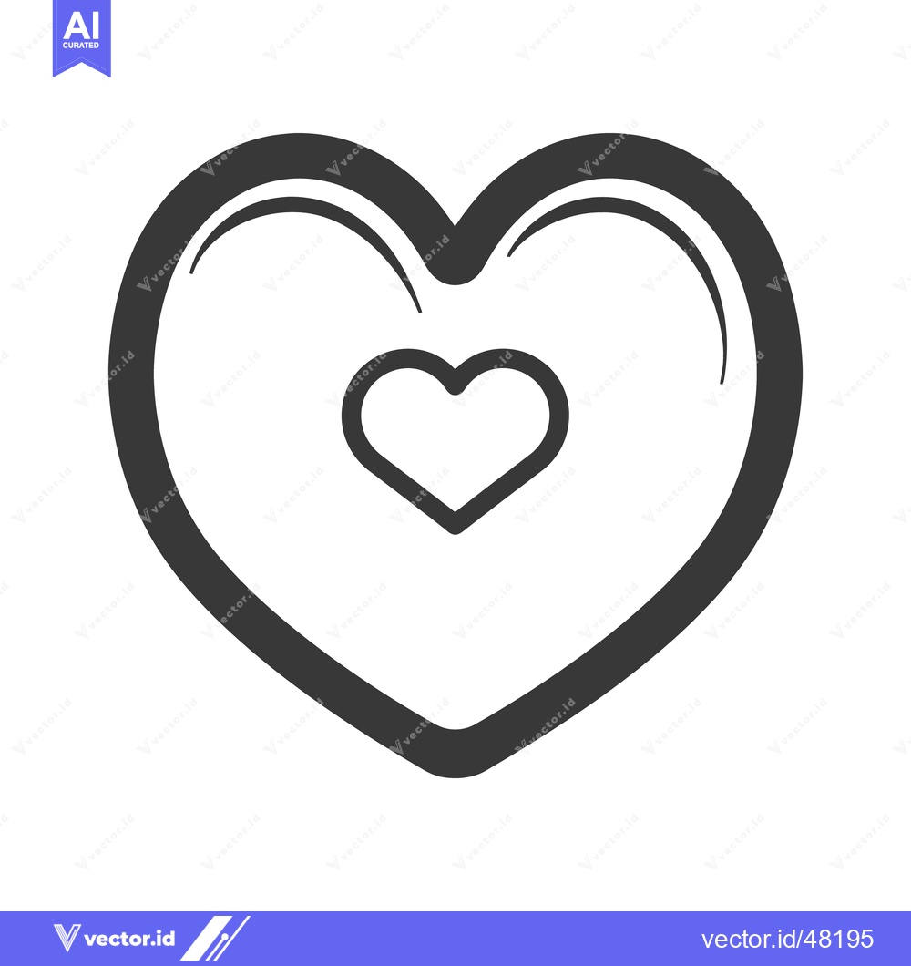 Premium Vector dari An outlined heart shape containing a smaller heart symbol inside