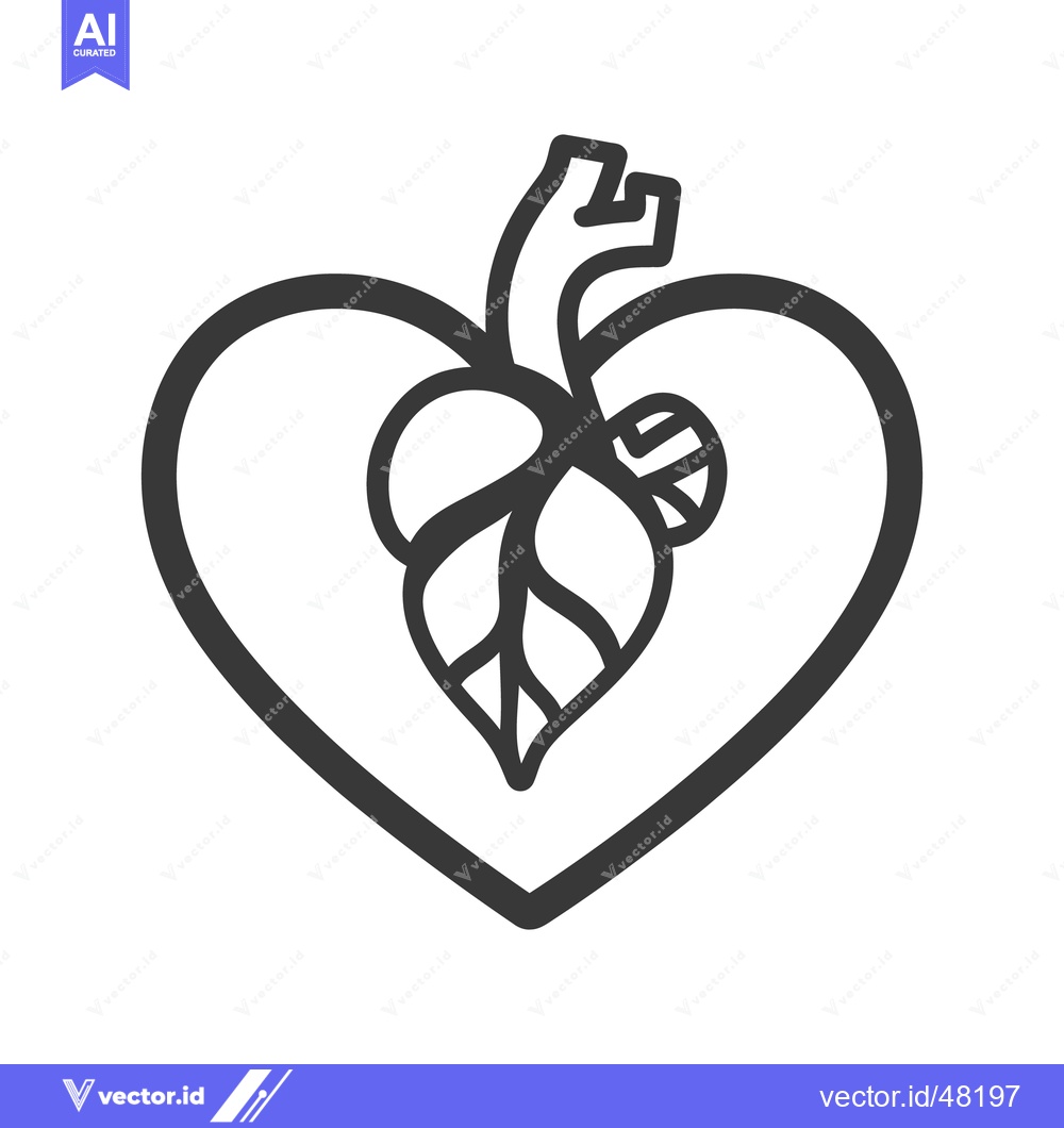 Premium Vector of A stylized illustration of a heart with leaflike elements inside