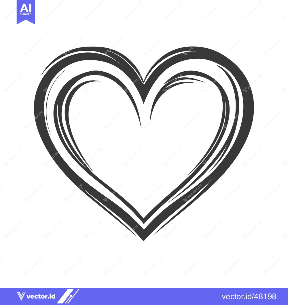 Premium Vector dari A Simple Outline Illustrating Three Hearts With Brushstroke Textures