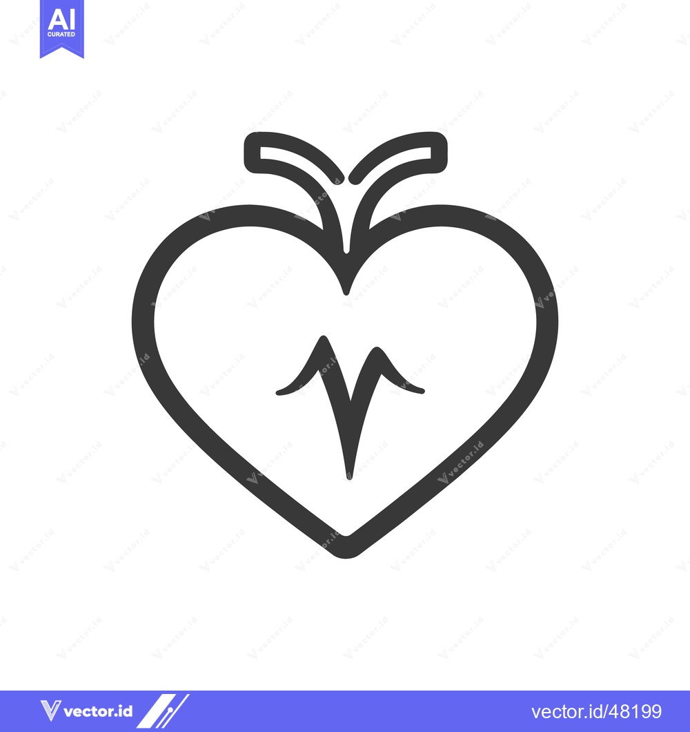 Premium Vector of An artistic symbol of a heart with a vital rhythm pulse