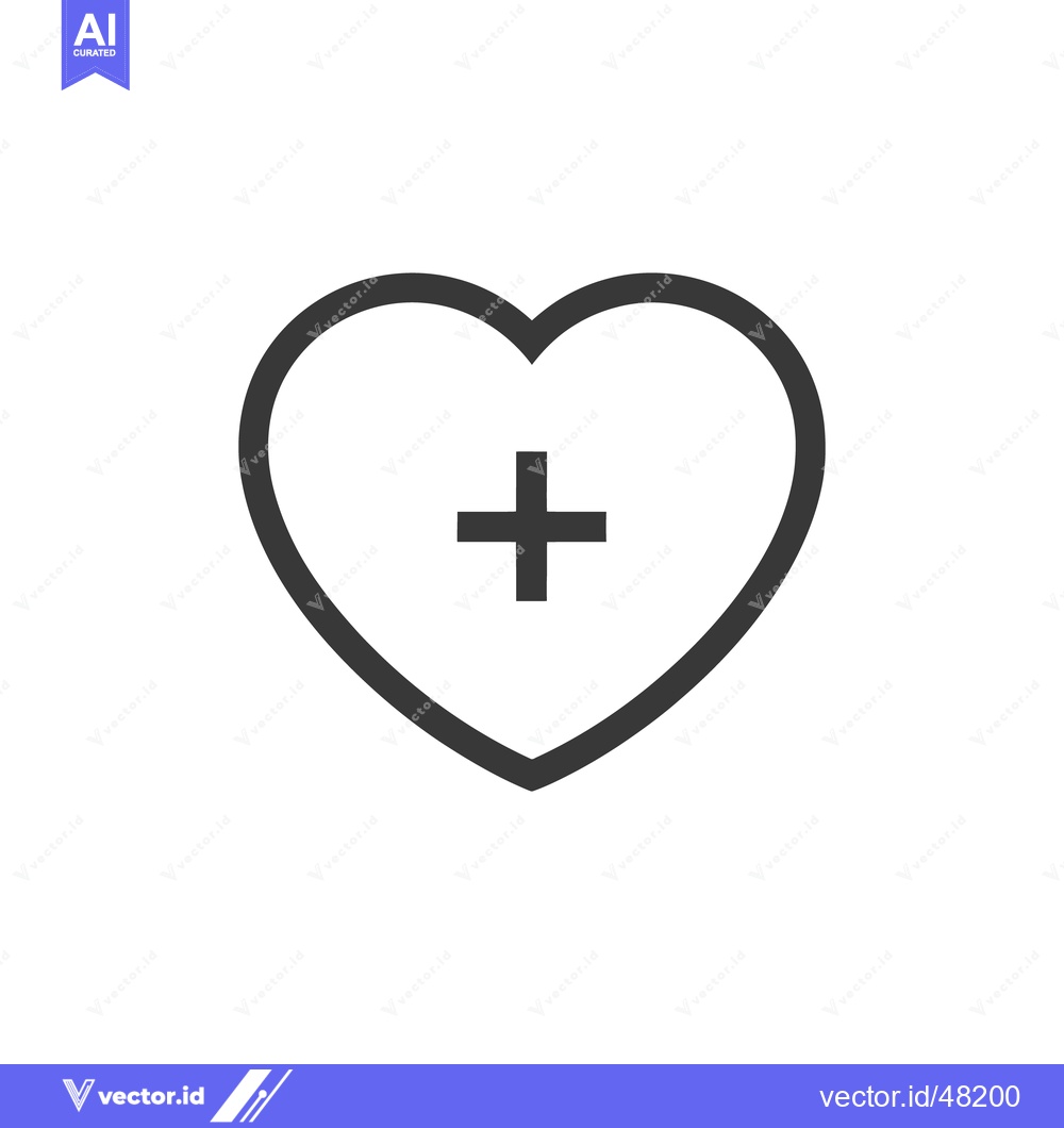Premium Vector dari Heart with Plus Sign: Minimalist Medical Symbol for Health and Love