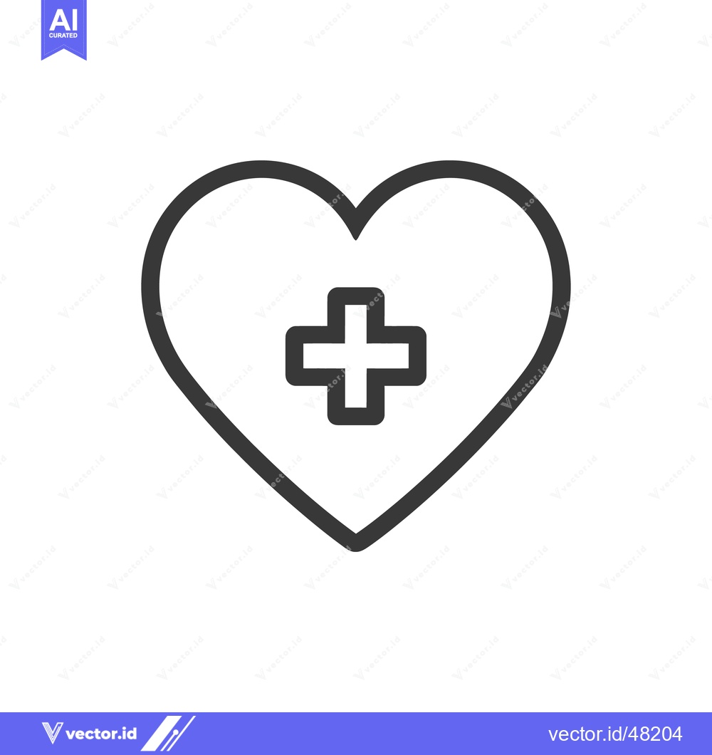 Premium Vector dari Heart with Plus Sign: Medical Symbolism in Minimalist Design