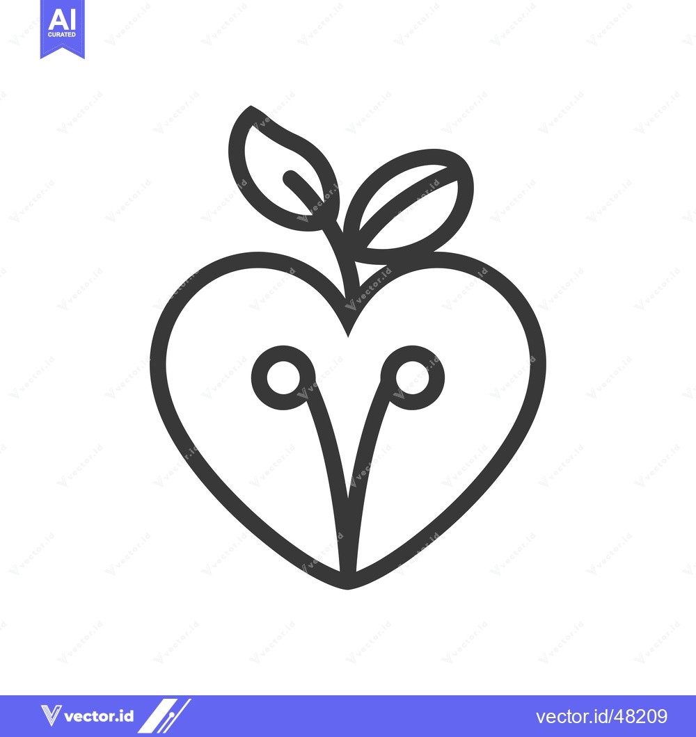 Premium Vector dari Heart-shaped fruit with leaves and stem