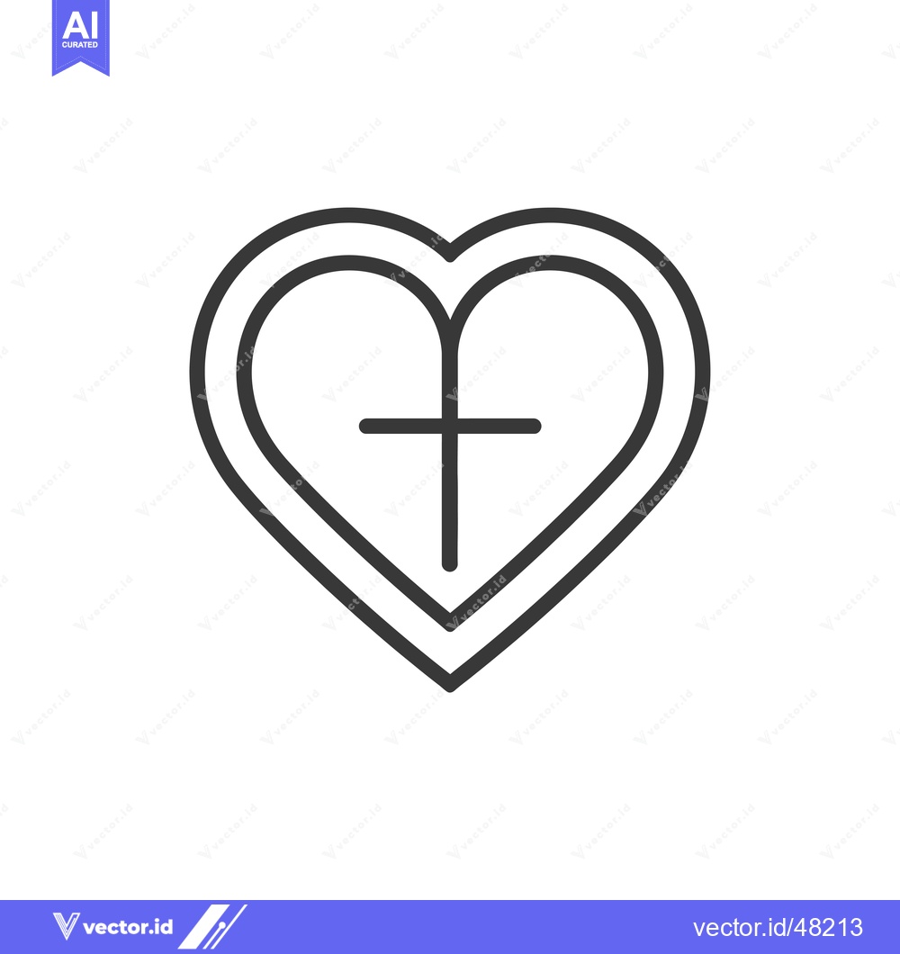 Premium Vector dari Heart-shaped outline with a cross inside