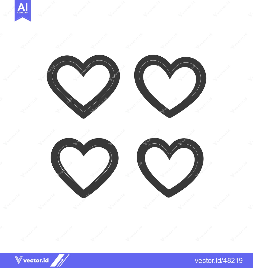 Premium Vector dari Four black outlined hearts are arranged neatly on a white background