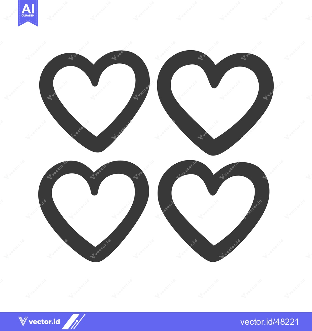 Premium Vector of Four simple heart icons are arranged in a square formation