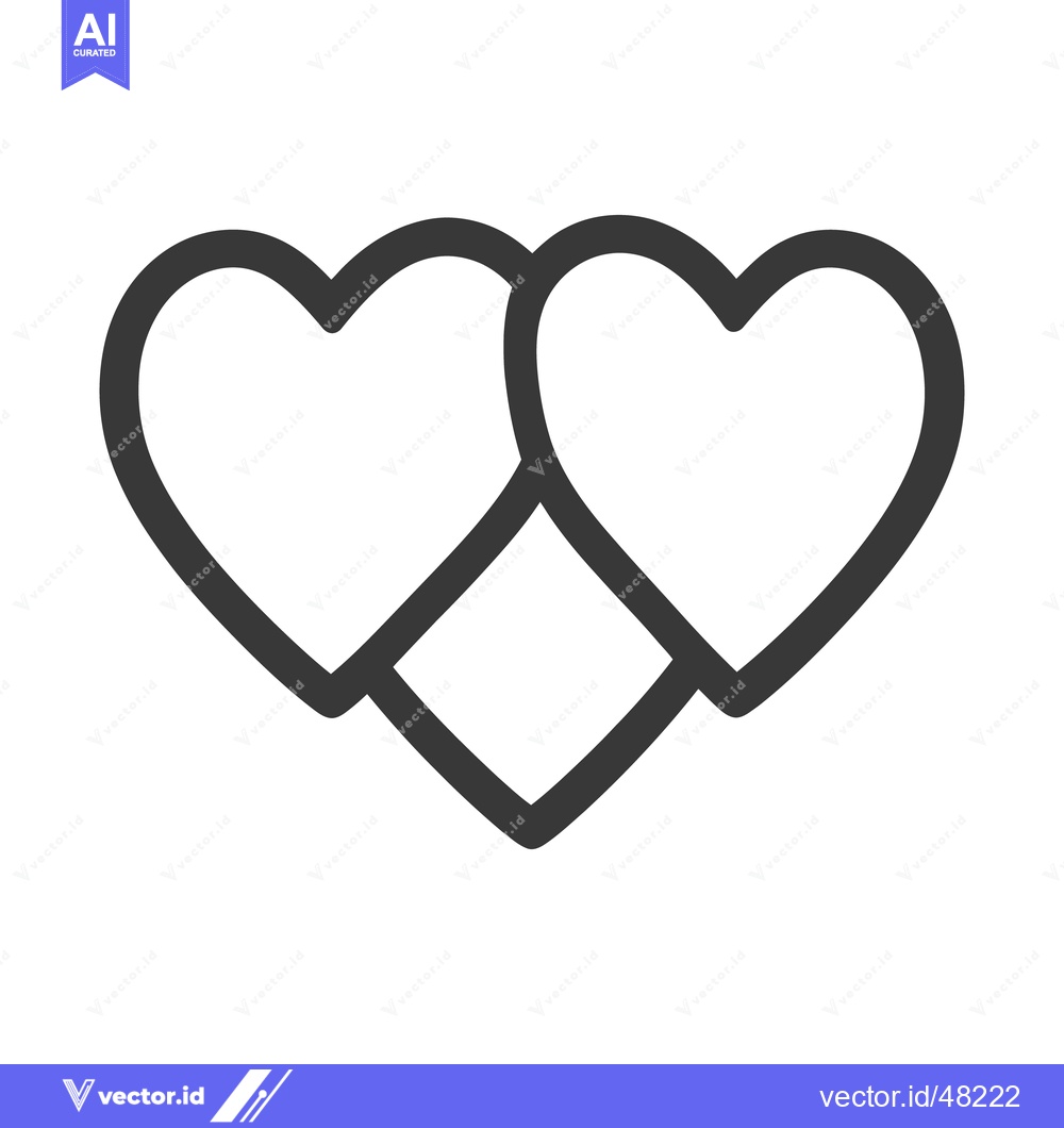 Premium Vector dari Two connected hearts with a square geometric shape
