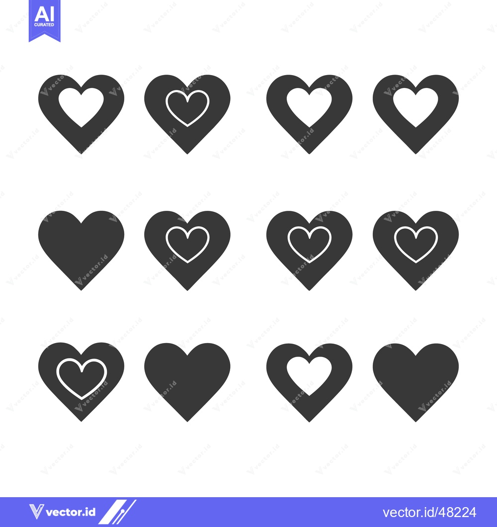 Premium Vector of A grid arrangement of different black and white heart shapes