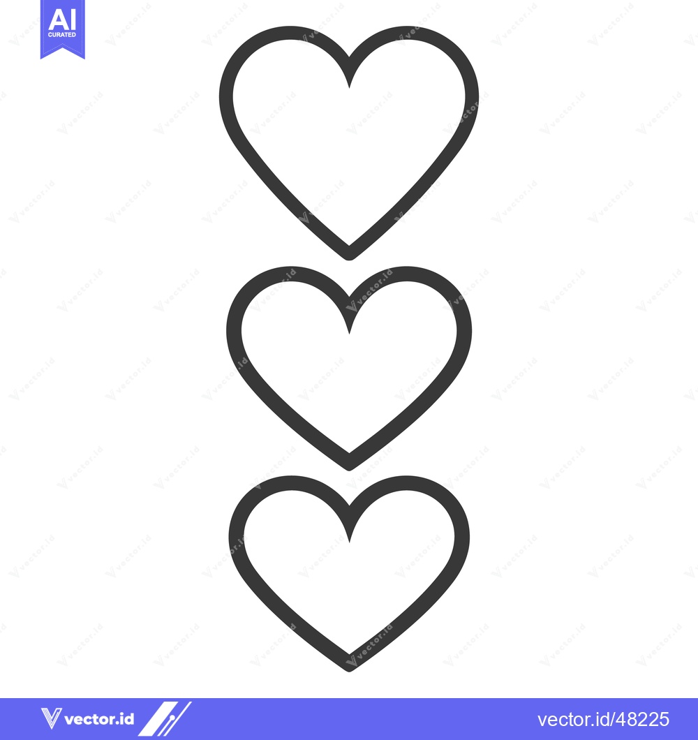 Premium Vector of Three lined heart shapes arranged vertically in a design