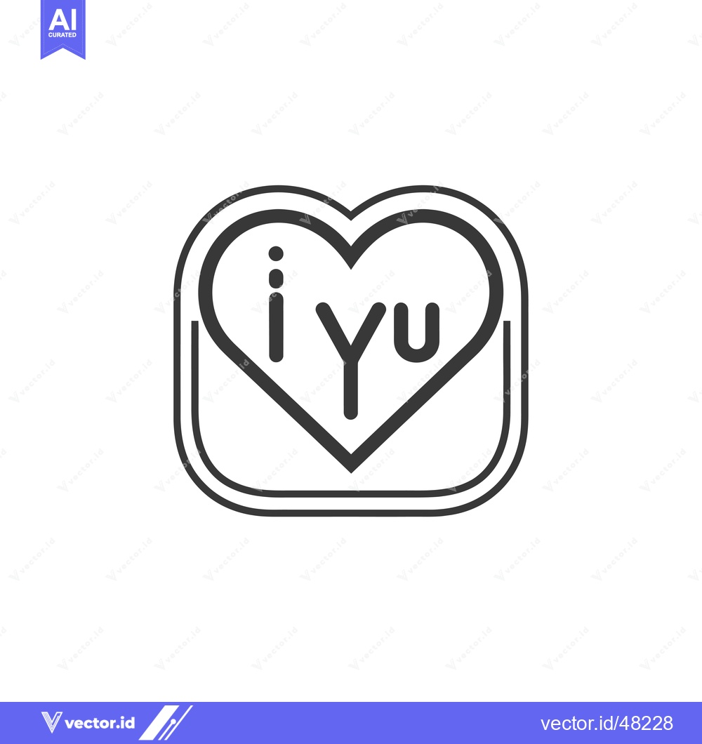 Premium Vector dari Heart with "I You" inside a double-lined square