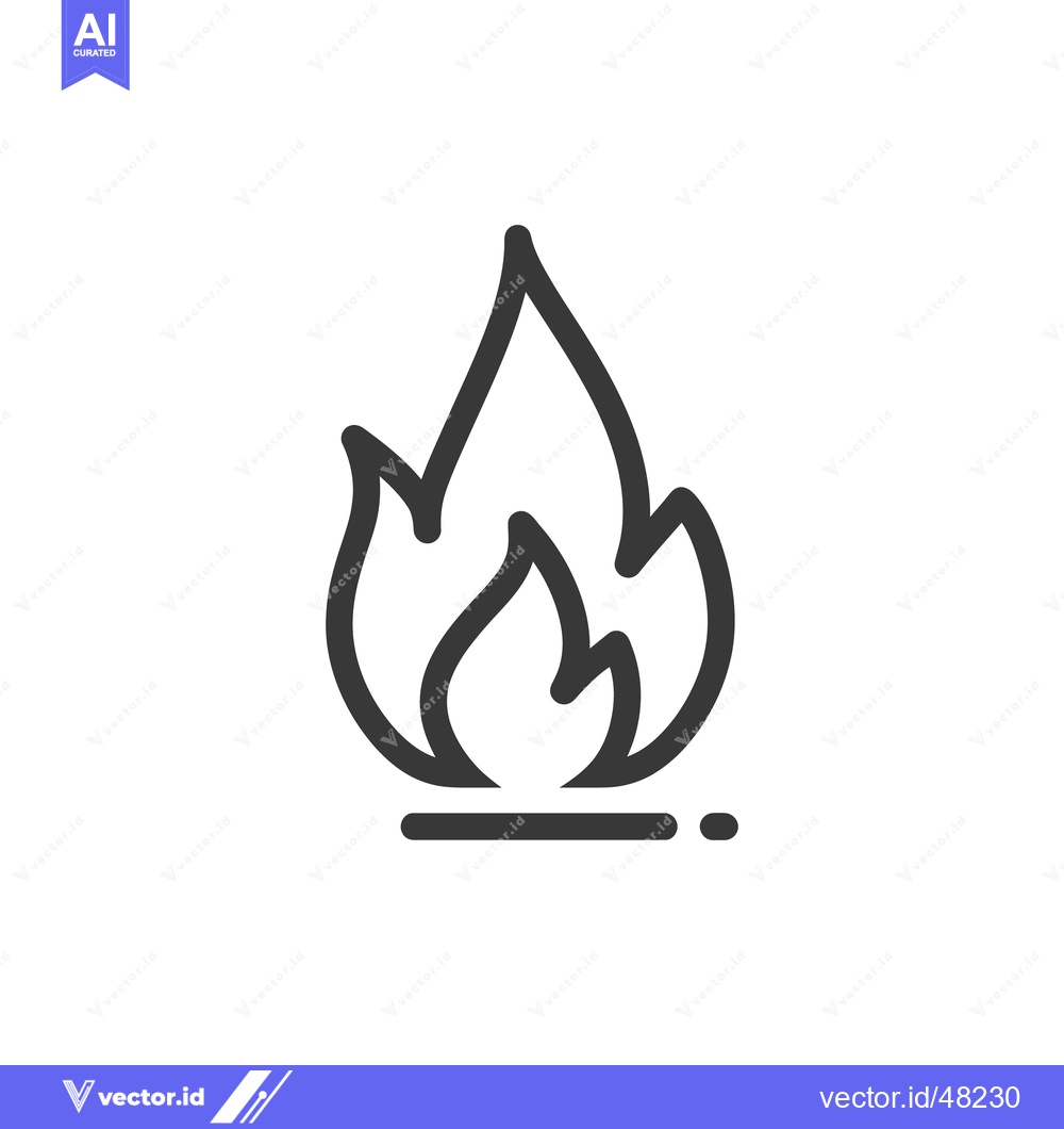 Premium Vector of Minimalist Fire Icon: Bold Outline on White Background
