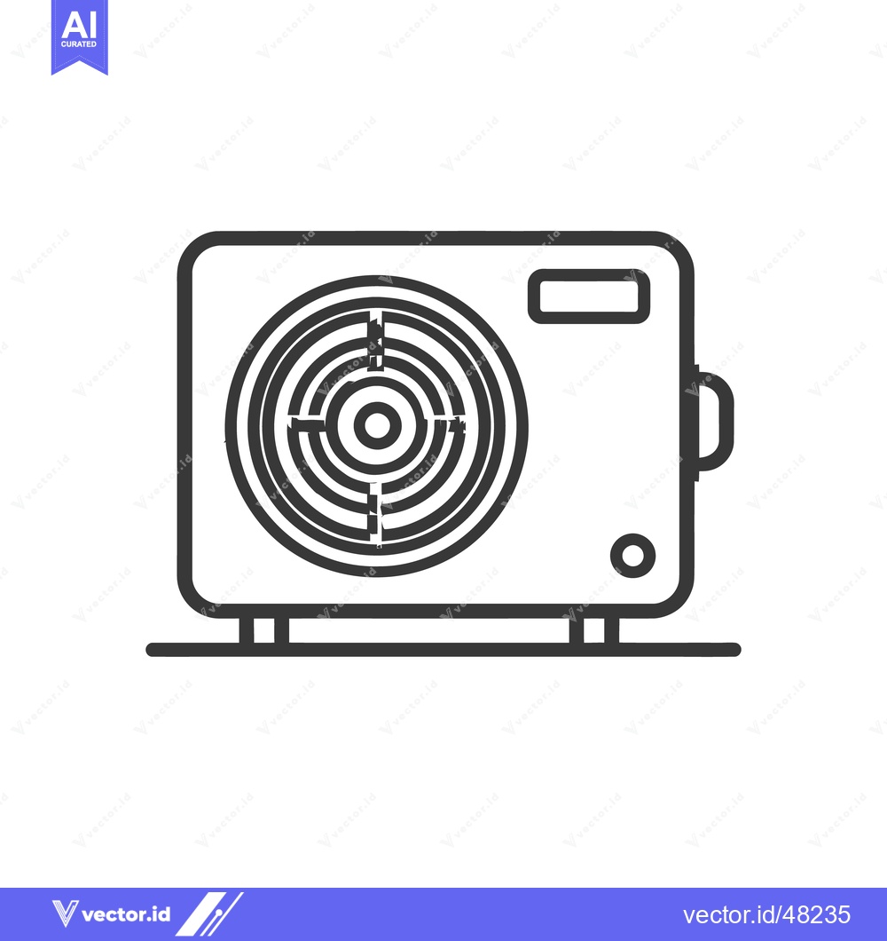 Premium Vector of Minimalist Air Conditioner Icon with Circular Vent and Rectangular Dis