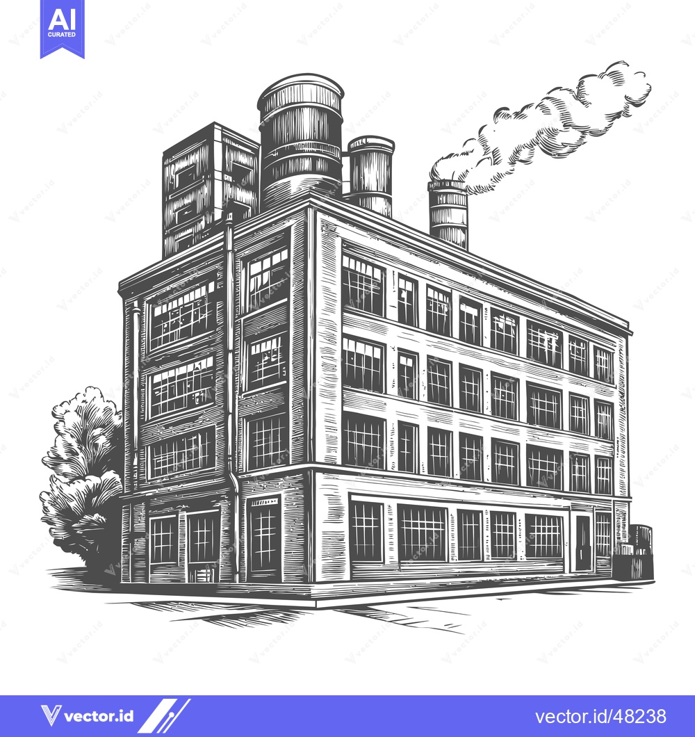 Premium Vector dari Vintage Industrial Building With Smoke Stack