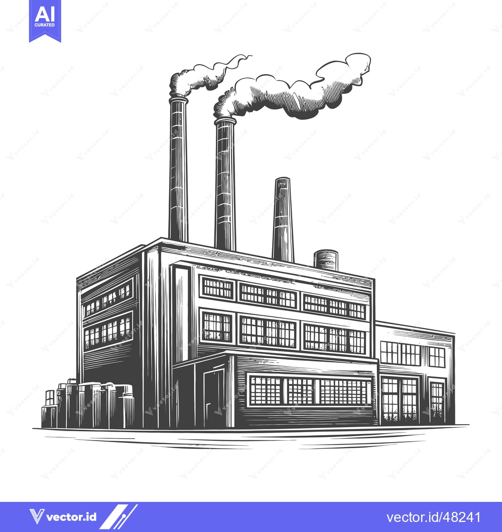 Premium Vector dari A Vintage Illustration of an Industrial Factory Building