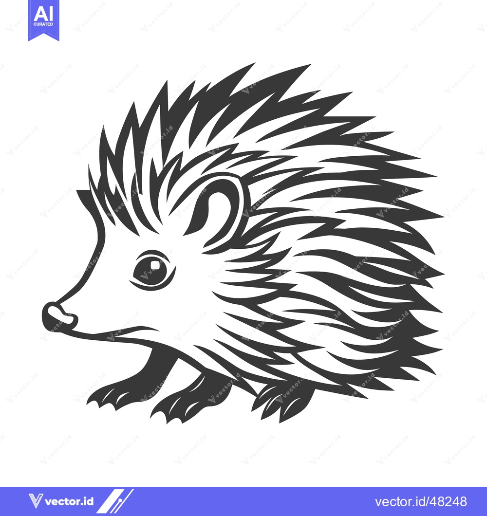 Premium Vector dari A detailed illustration of a hedgehog in a side profile