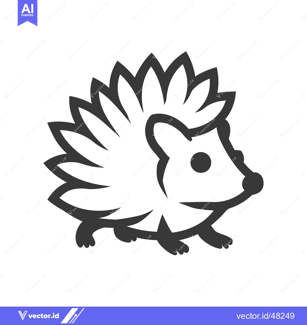 Premium Vector dari A simple graphic illustration depicts a spiky hedgehog with small legs