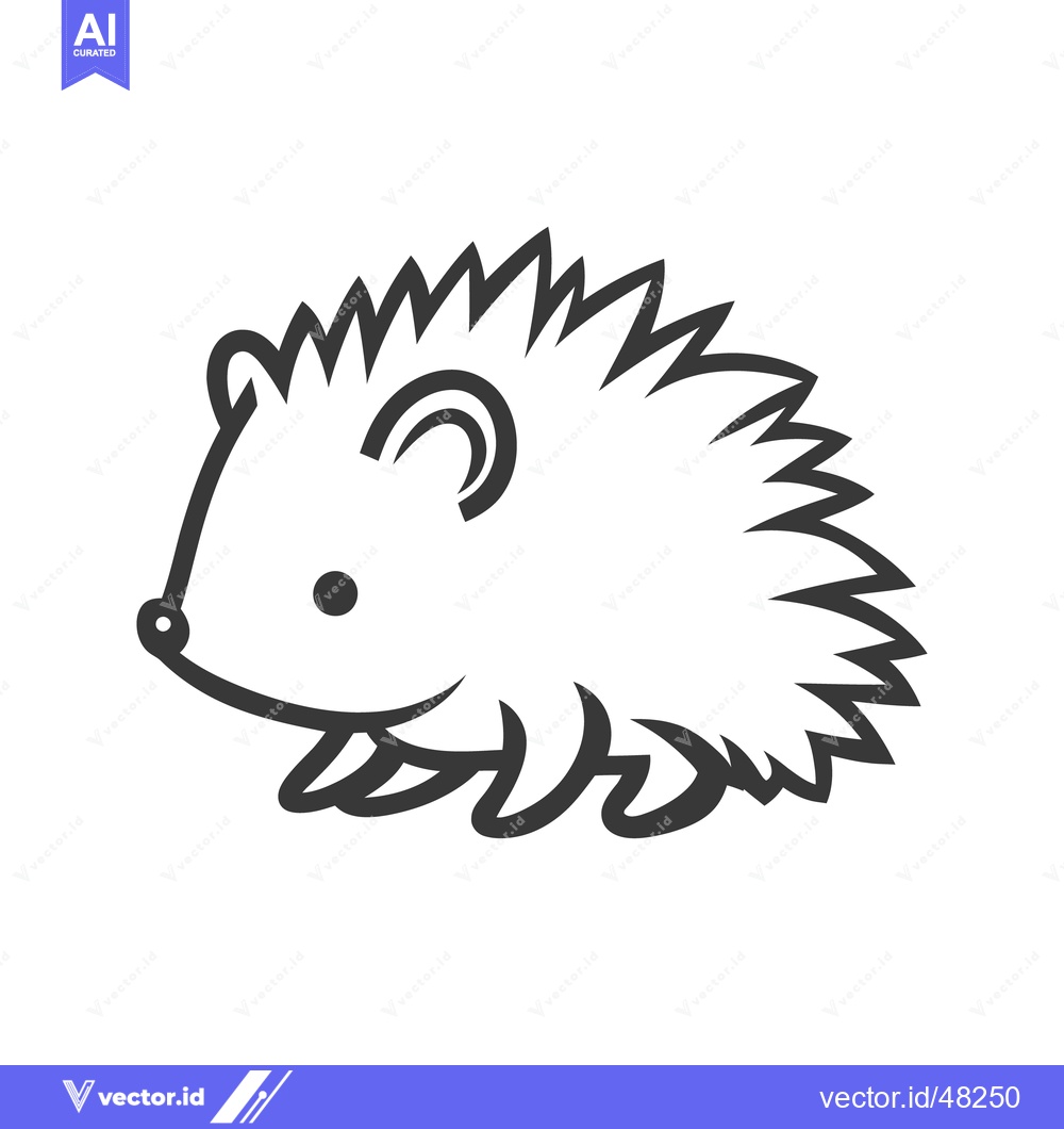 Premium Vector dari A Simple Black And White Illustration Of A Cute Hedgehog