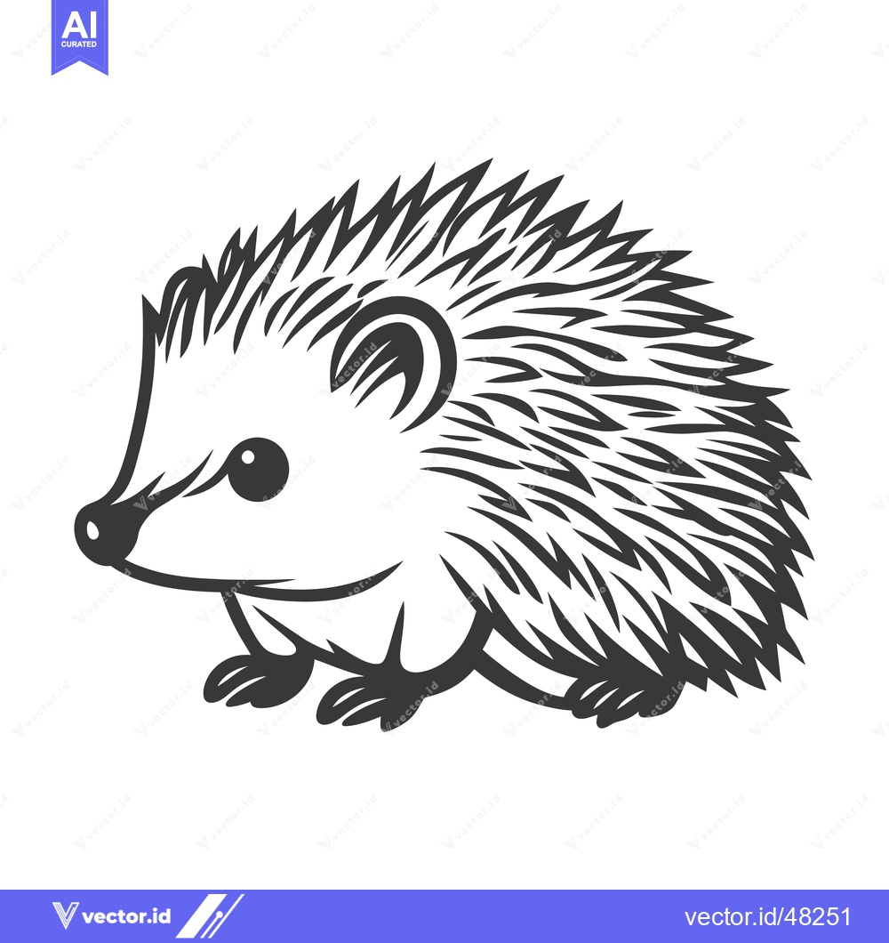 Premium Vector dari A simple black and white illustration of a small hedgehog creature
