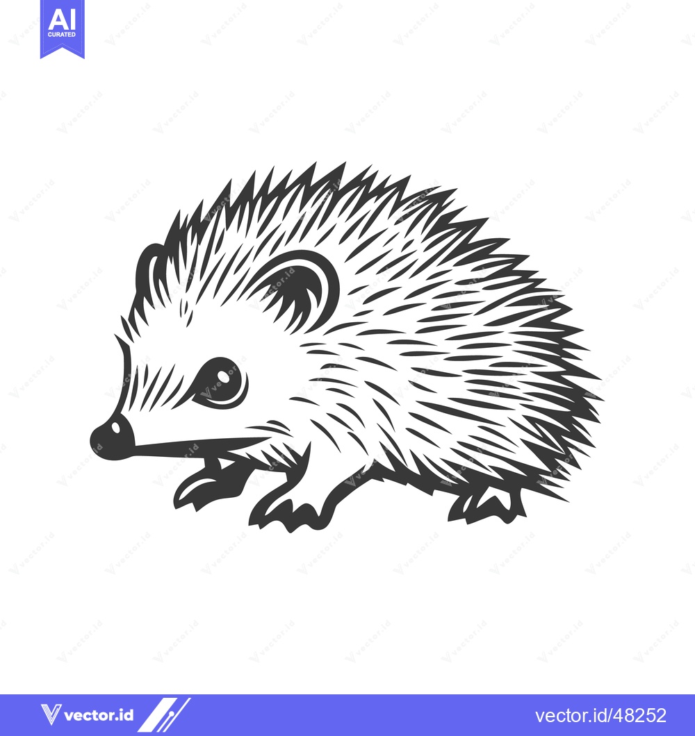 Premium Vector dari A detailed black and white drawing of a small hedgehog