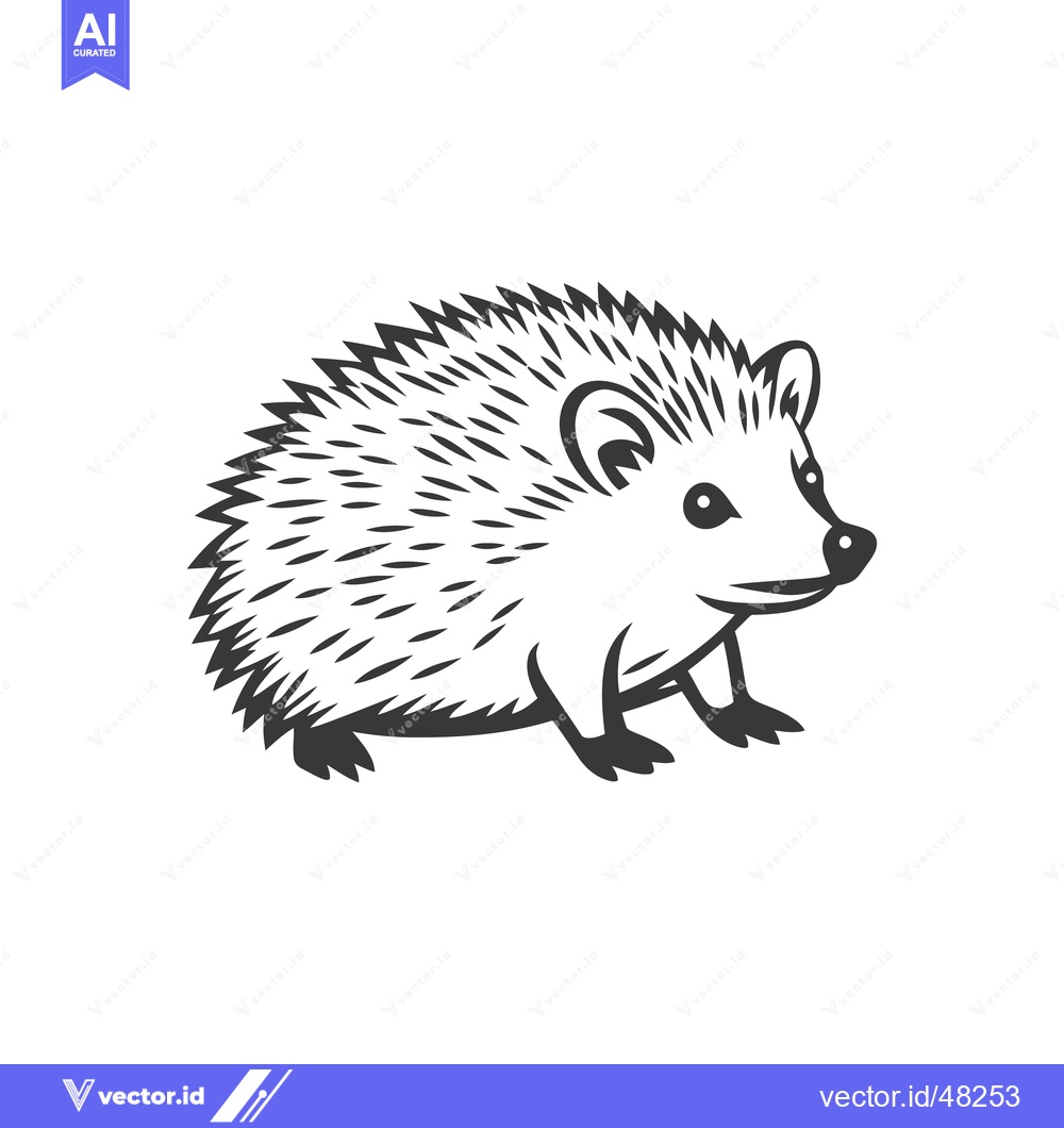 Premium Vector of A side view illustration featuring a spiky hedgehog standing proudly